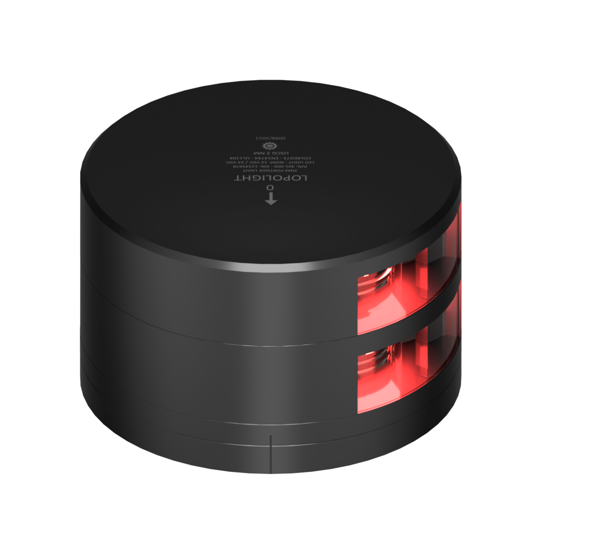 2nm 112,5° Red, dbl Port, black w/FB base